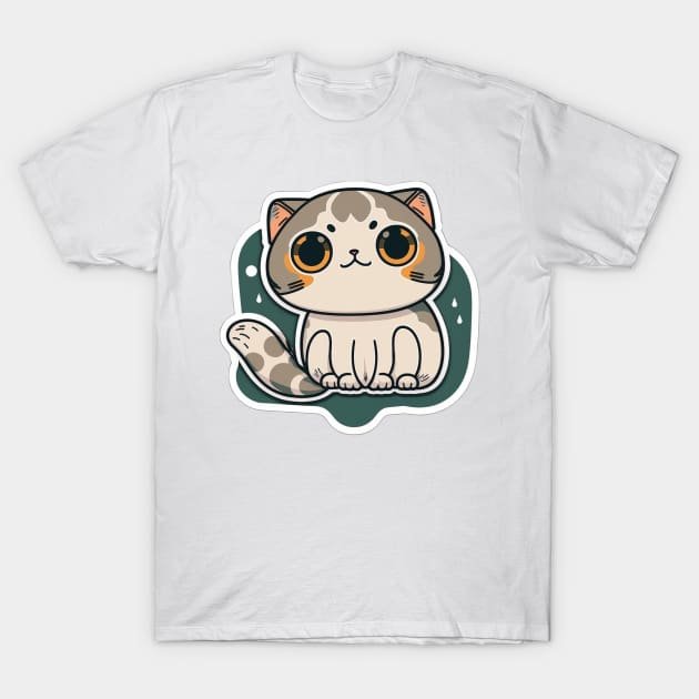 Adorable Scottish Fold Cat Sticker - Cute Kitten T-Shirt by cptpuggles